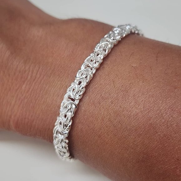 Neiman Marcus Miabella Italian 925 Sterling Silver Byzantine Bracelet - Picture 1 of 7